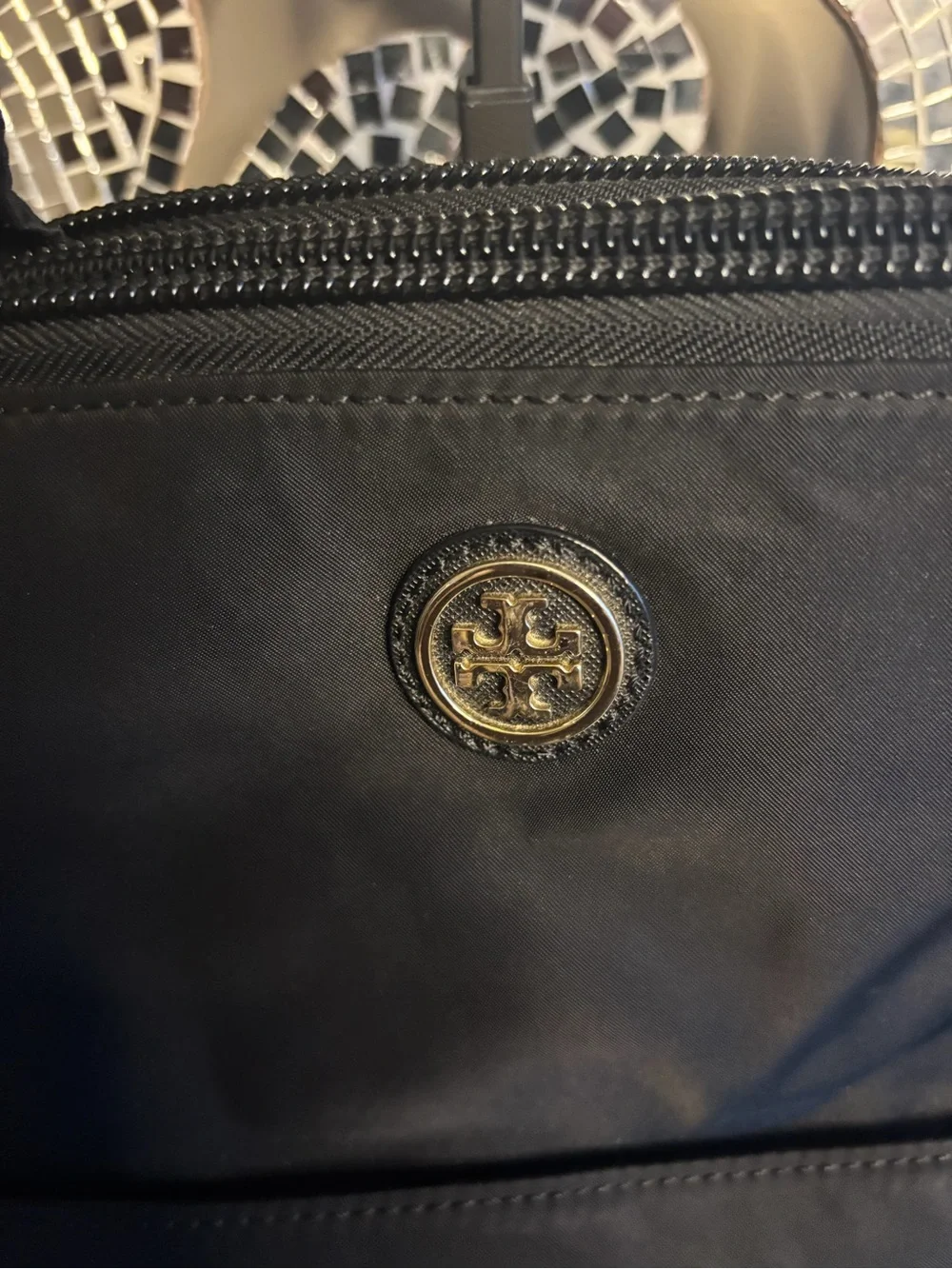 💕Tory Burch Black Nylon Weekender with Logo Medallion